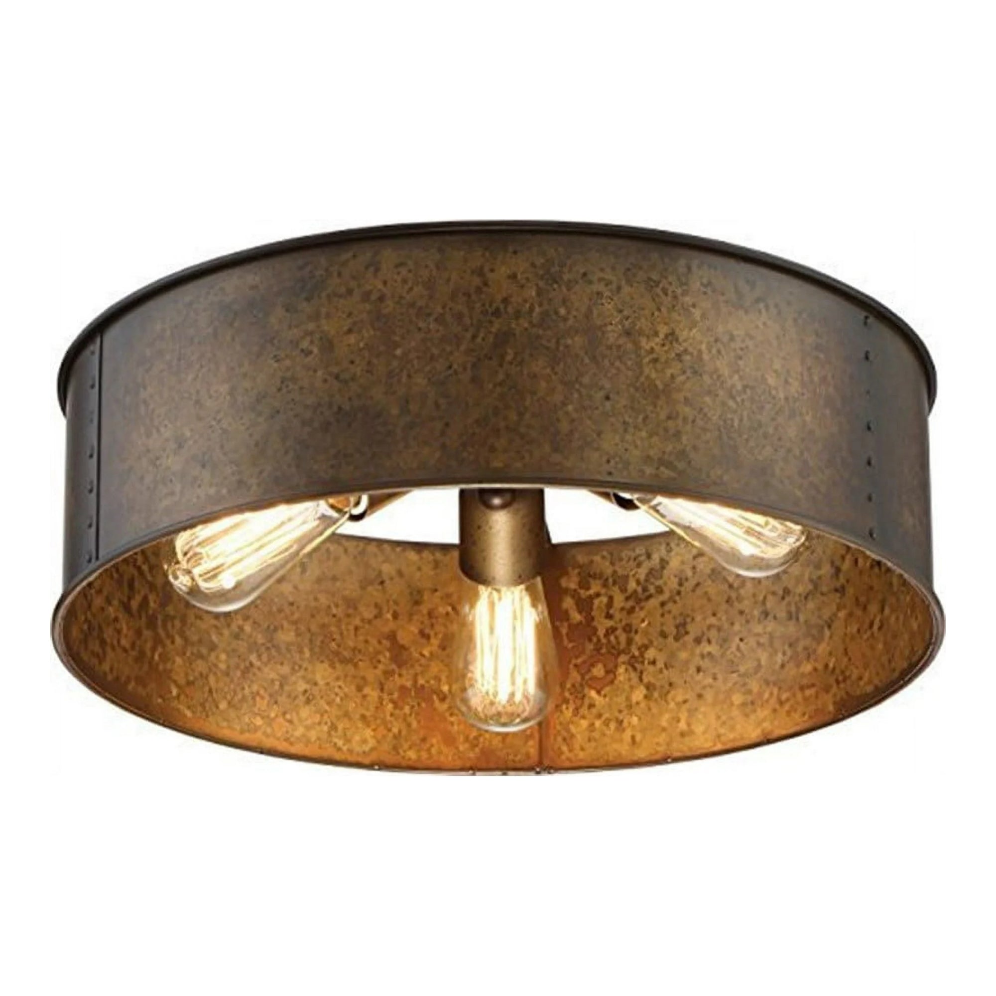 Satco Nuvo Kettle 3-Light Flush Mount Light Fixture – Weathered Brass