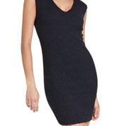 Bar III Women's Sleeveless Textured Mini Dress – Deep Black, Large