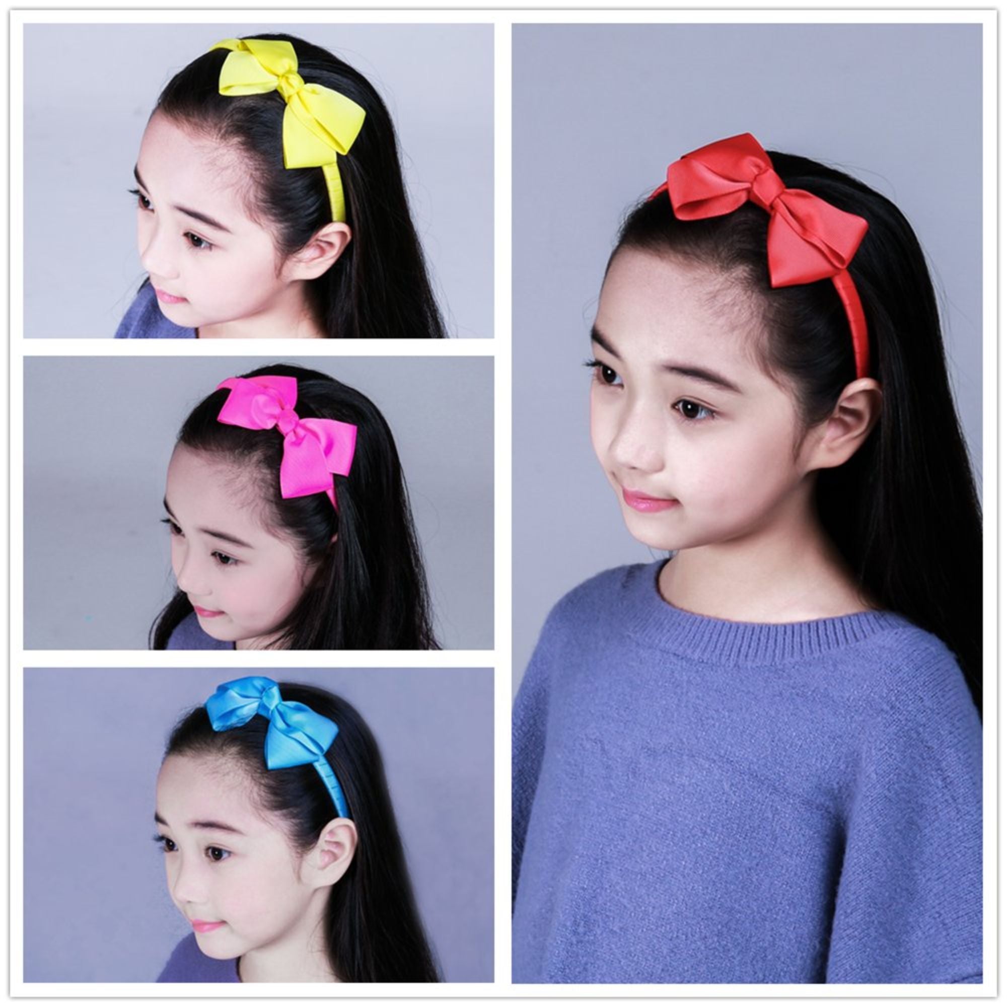 7Rainbows Girls Boutique Grosgrain Ribbon Headbands with Bows – 6 Pack (FS011-2 Multicolors)
