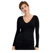 Bar III Women's Long-Sleeve Knit Mini Dress – Deep Black, Size - XL