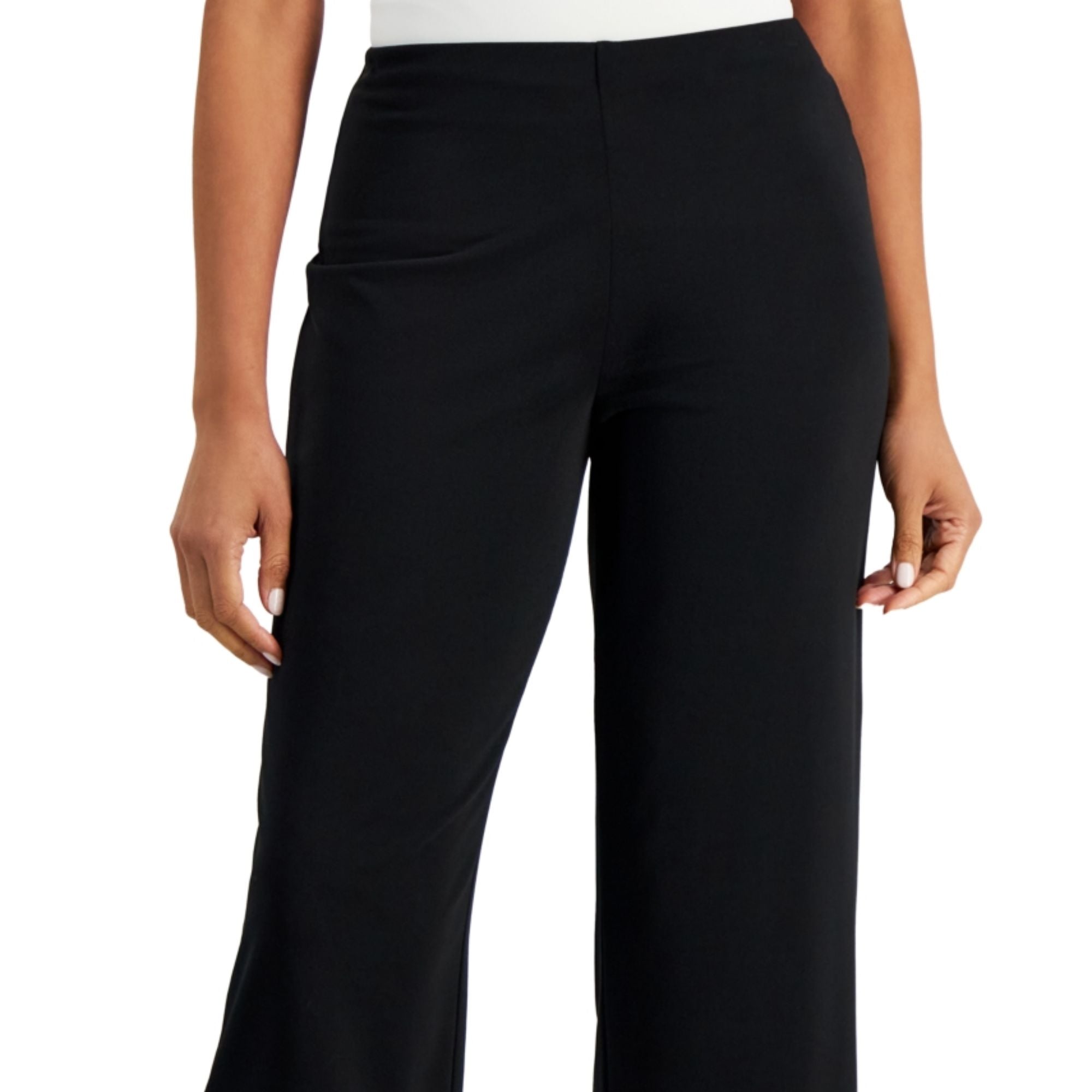 JM Collection Women's Relaxed Pull-on Knit Culottes – Deep Black Medium