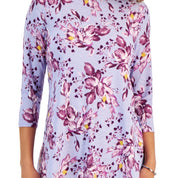 JM Collection Women's 3/4 Sleeve Printed Jacquard Top – Light Lavender Combo, XXL