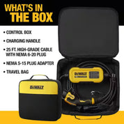 DeWalt Level-2 Portable Electric Vehicle EV Charger, 16 Amps, 120-240V, 3.8 KW, 25 Ft. Cable, Weatherproof