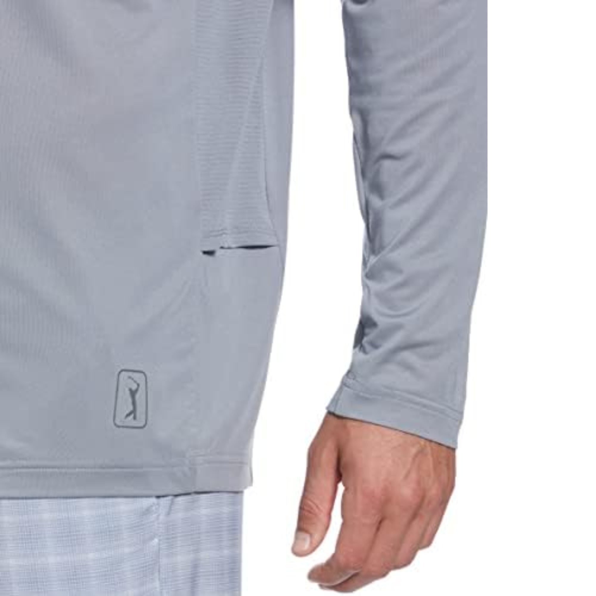 PGA Tour Men's Mixed Media Sun Protection Golf Shirt Gray Large