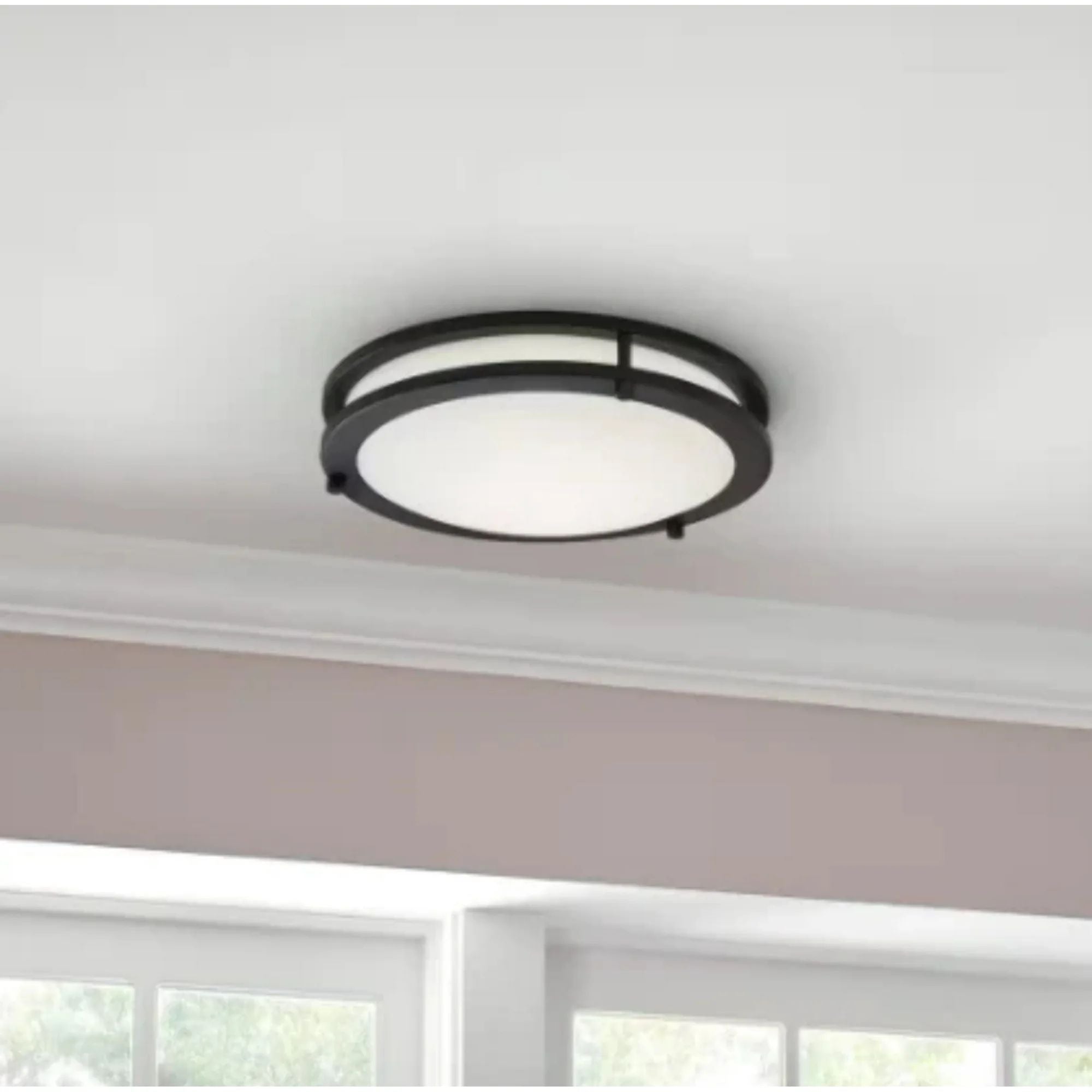 Hampton Bay Flaxmere 12" Matte Black LED Flush Mount Ceiling Light