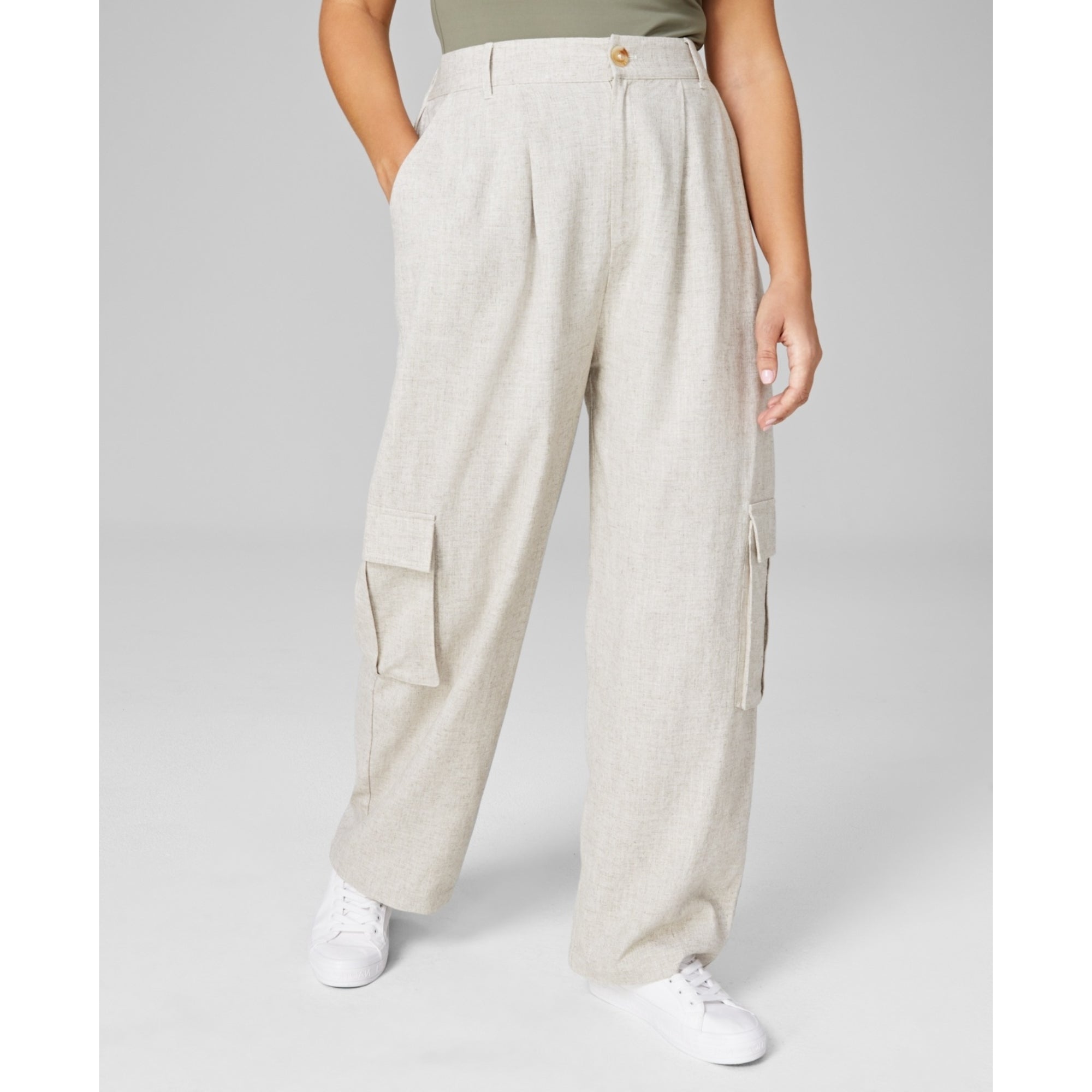 And Now This Women's High-Rise Linen Blend Cargo Pants – Tan, Size - XL