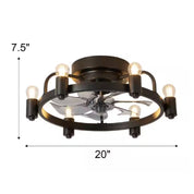 20 in. Black Indoor Flush Mount Ceiling Fan with Light and Remote – Low Profile Ceiling Light Fan for Bedroom