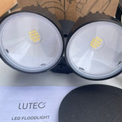 LED Flood Light (2 PACK) LUTEC 2-Light Black Outdoor Integrated LED Wall Mount