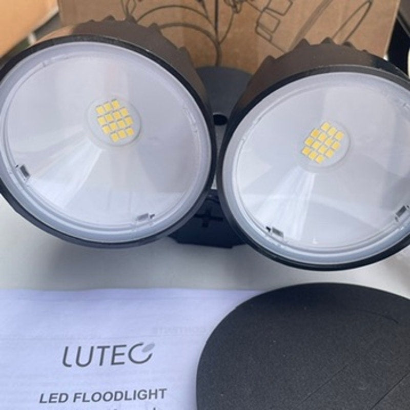 LED Flood Light (2 PACK) LUTEC 2-Light Black Outdoor Integrated LED Wall Mount