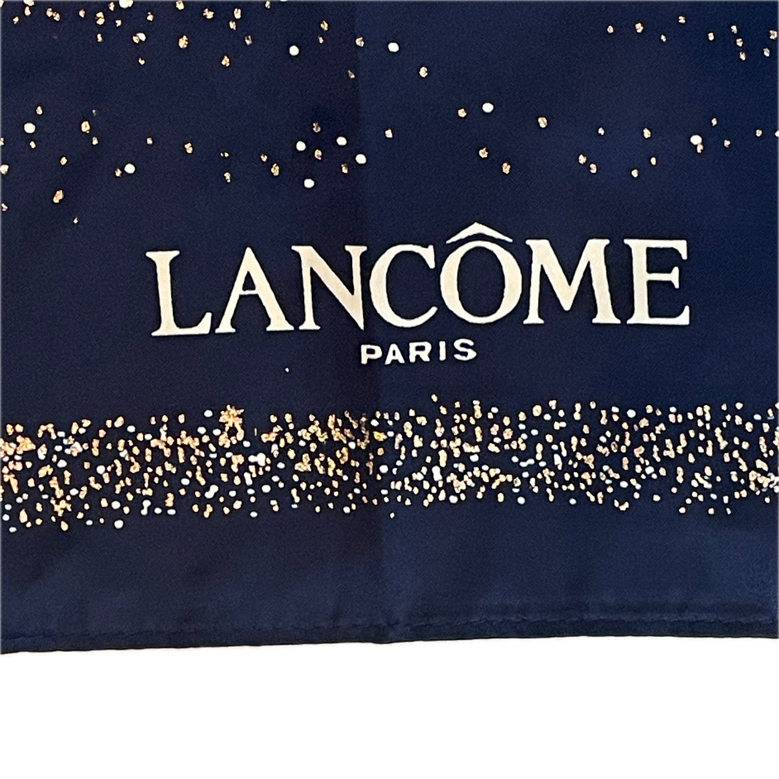 New Lancome Silk Scrarf 21"x21" Galaxy Night Moon Stars, Navy
