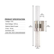 Glass Bubble Light Bar LED Vanity 18 in. 2-Light Brushed Nickel Modern/Contemporary