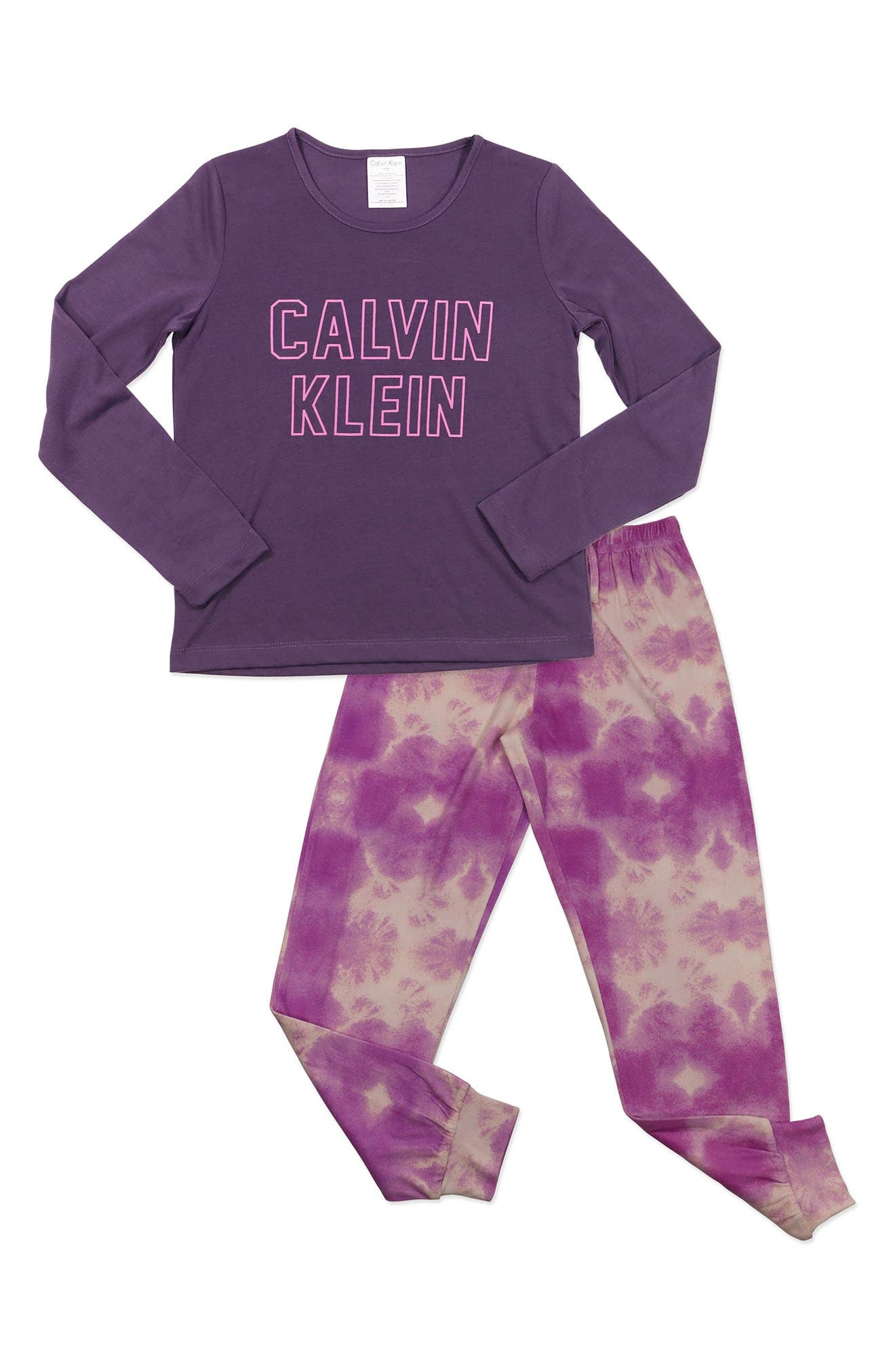 Calvin Klein Big Girls 2 Pc Velour Pant and Top Set, Mysterioso - Medium