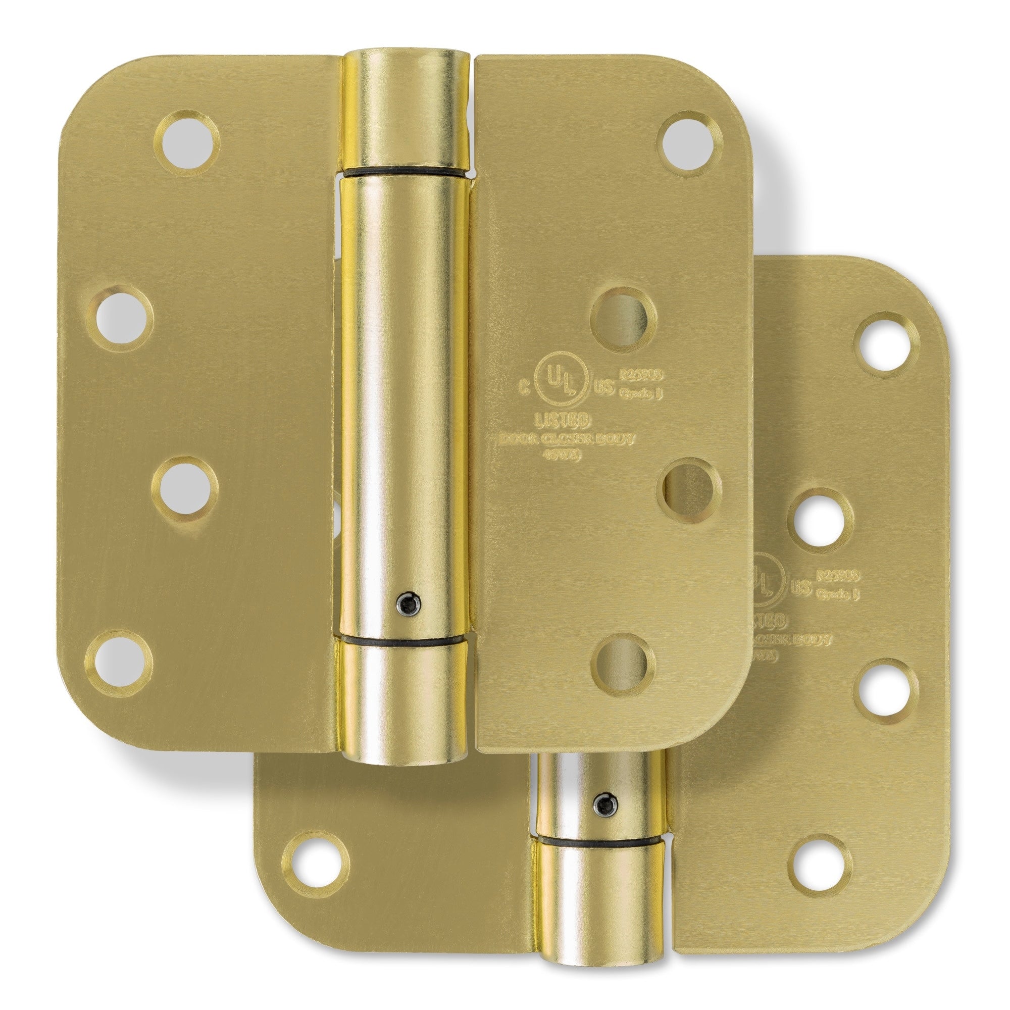 Miseno 4"x4" Spring Door Hinge – Brass – 5/8" Radius Corner