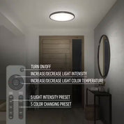 Athos 21 in. 1-Light Modern Black Integrated LED 5 CCT Flush Mount Ceiling Light Fixture for Kitchen or Bedroom