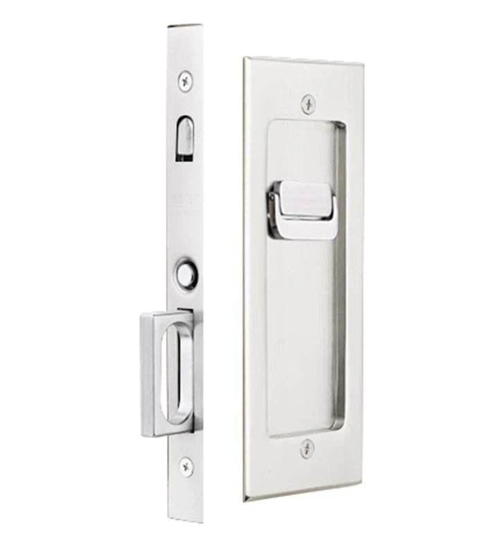 Emtek Modern Rectangular Privacy Pocket Door Lock – Bright Chrome