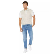 Calvin Klein Mens Colorblock Short Sleeve Polo Shirt, Beige - Medium