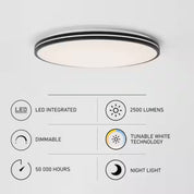 Athos 21 in. 1-Light Modern Black Integrated LED 5 CCT Flush Mount Ceiling Light Fixture for Kitchen or Bedroom