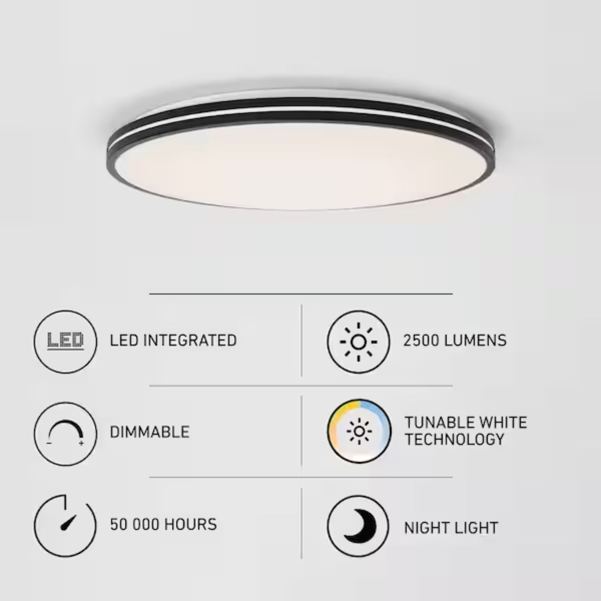 Athos 21 in. 1-Light Modern Black Integrated LED 5 CCT Flush Mount Ceiling Light Fixture for Kitchen or Bedroom