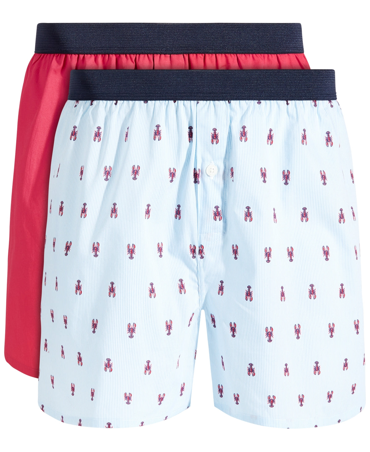 Club Room Men's 2-Pack Lobster & Solid Boxer Shorts - Blue, Size XX-Large