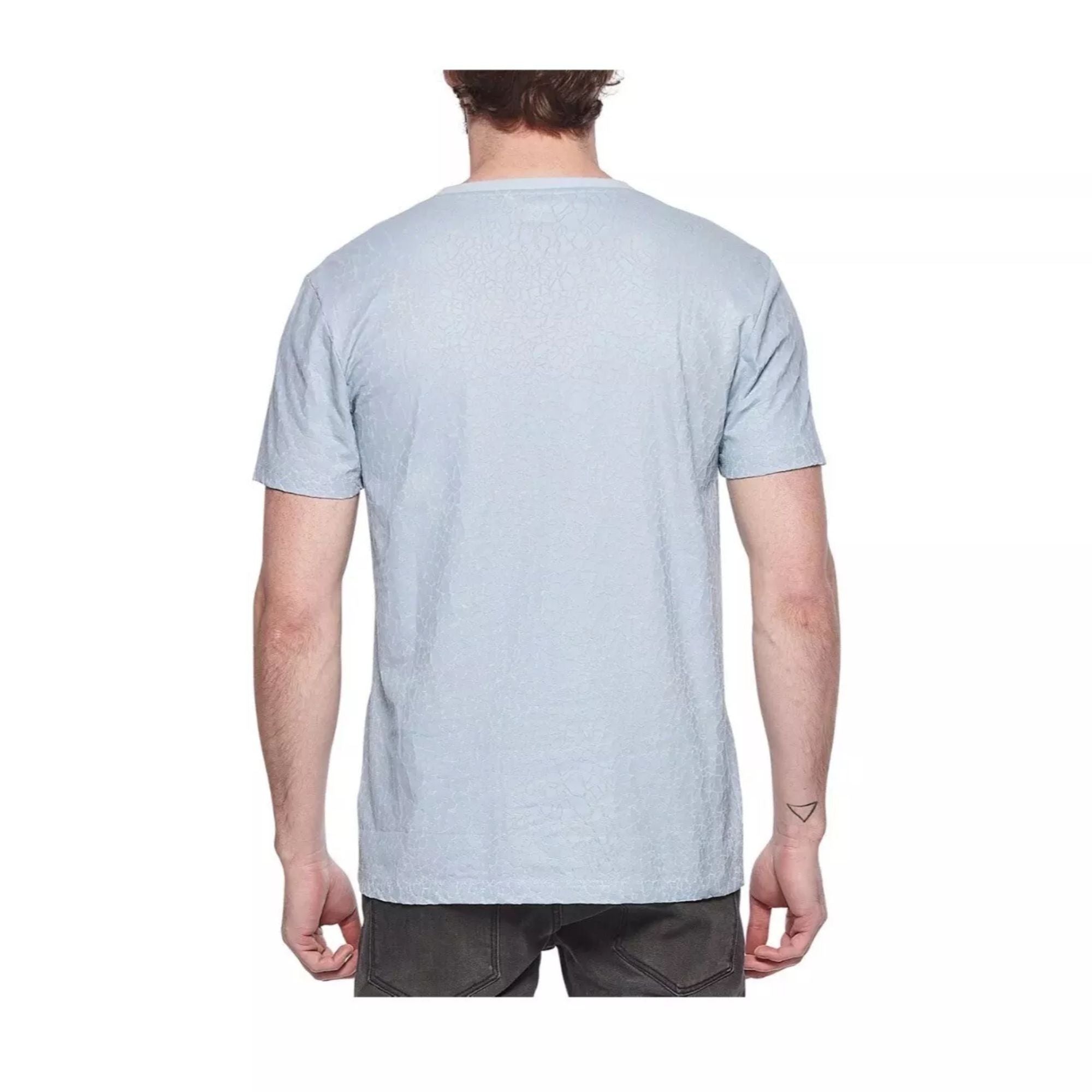 Eleven Paris Men's Short Sleeve Crewneck Crackle Graphic T-Shirt, Blue - Small