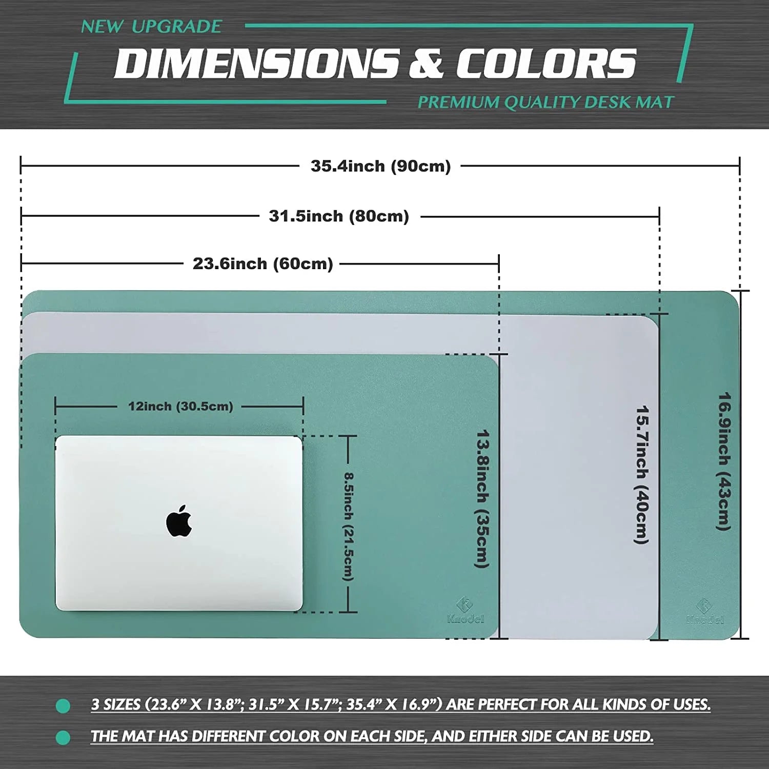 K KNODEL Desk Mat – 31.5" x 15.7" PU Leather Desk Pad – Waterproof & Durable Mouse Pad for Office Desk – Green