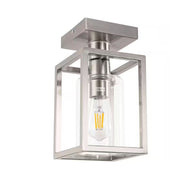 Farmhouse Ceiling Light Semi Flush Mount with Glass Shade Brushed Nickel Cage