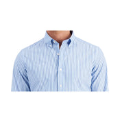 Club Room Men's Slim Fit 4-Way Stretch Stripe Dress Shirt – Light Blue, Size Medium