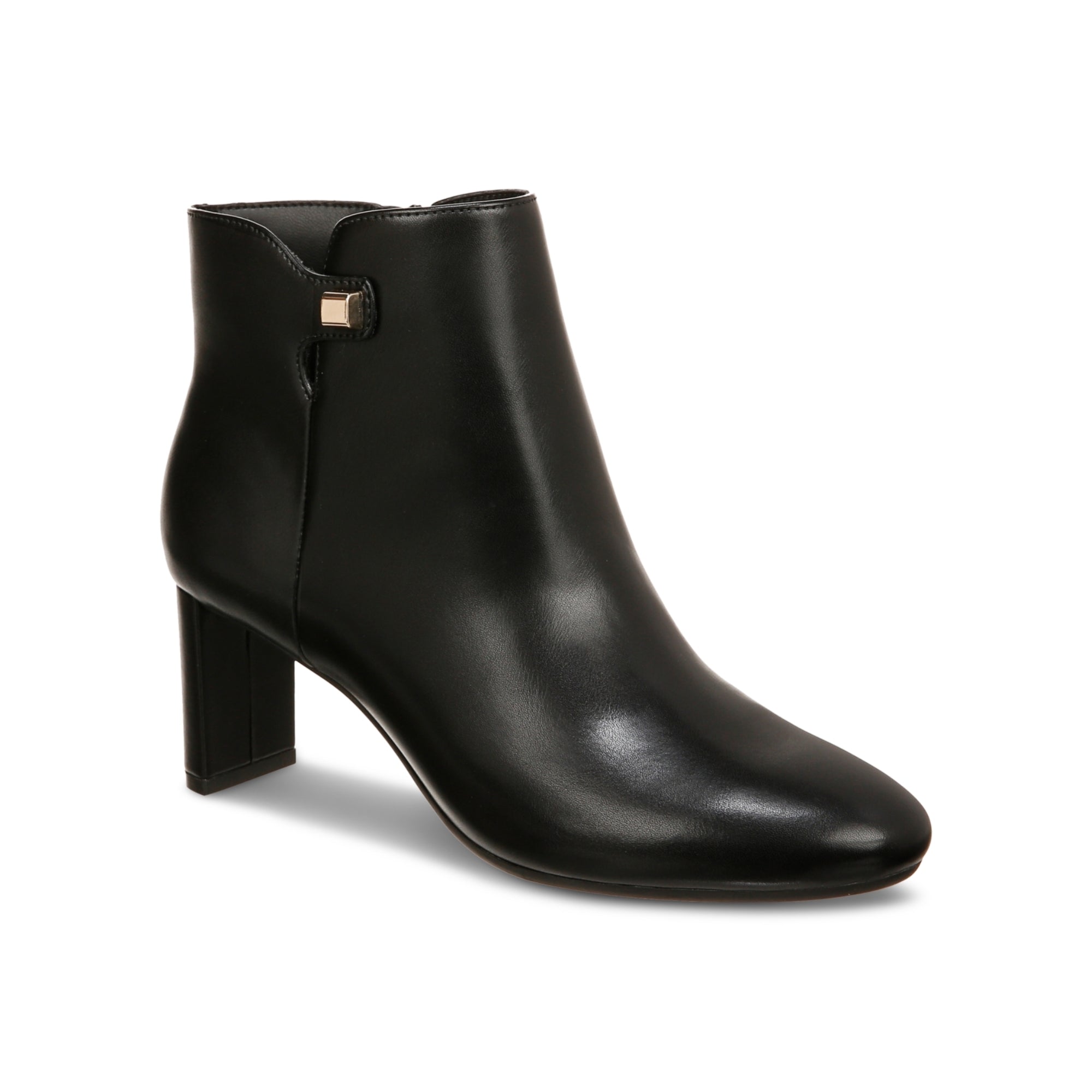 ALFANI Paam Almond-Toe Sculpted-Heel Zip-Up Dress Booties – Black, Size 11M