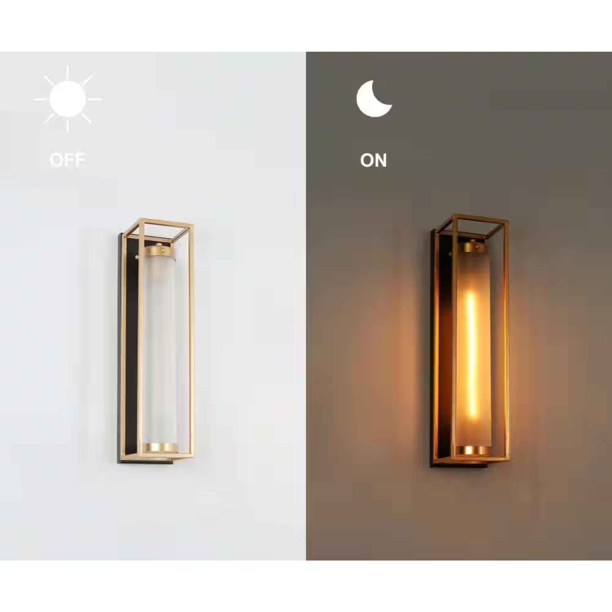 Zevni 1-Light Dark Gold Modern Wall Sconce with Frosted Glass New