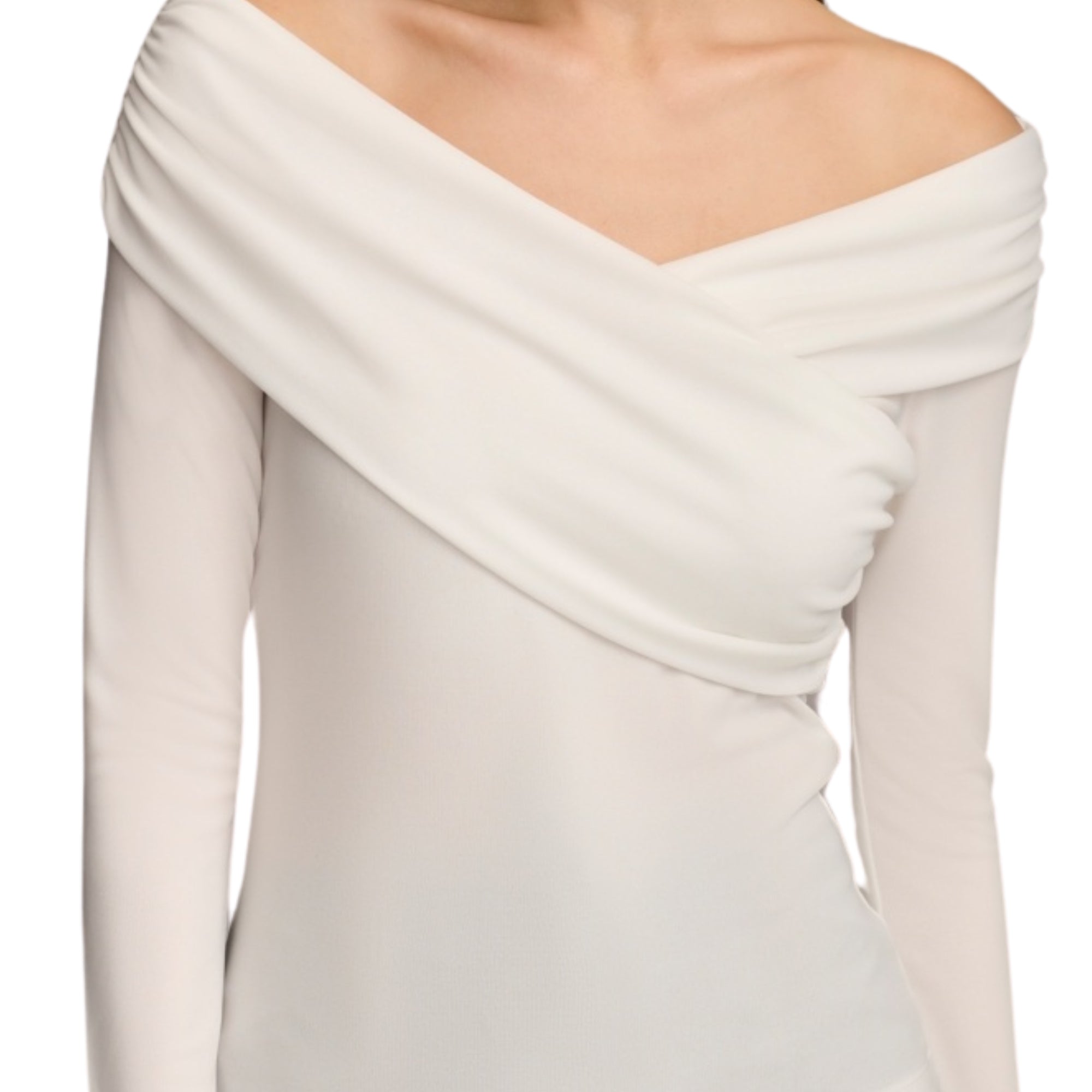 Donna Karan Women's Off-the-Shoulder Long-Sleeve Top – Cream, Large