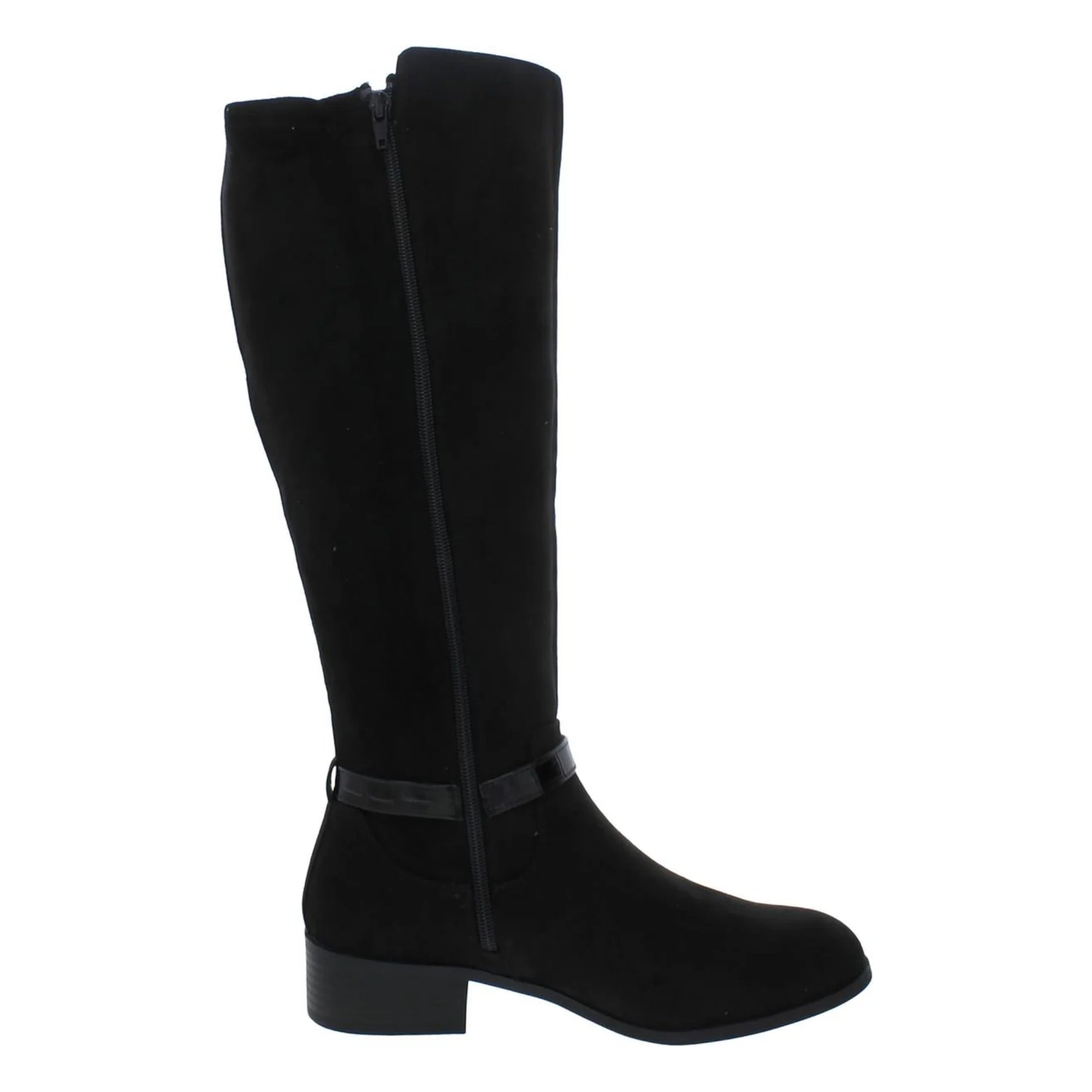 Karen Scott Stanell Buckled Riding Boots – Black Micro, Size 5.5M