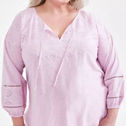 Style & Co Plus Size Embroidered Eyelet-Trim Top - Lilac Floral - Size 3X
