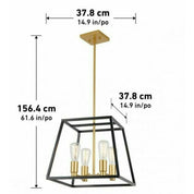 Artika Carter 4-Light Black & Gold Modern Industrial Cage Chandelier