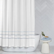 Hotel Collection Borderline Shower Curtain - Charcoal, 72" x 72" NWT