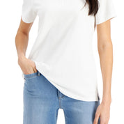 Karen Scott Cotton Short Sleeve Polo Shirt - Bright White XL