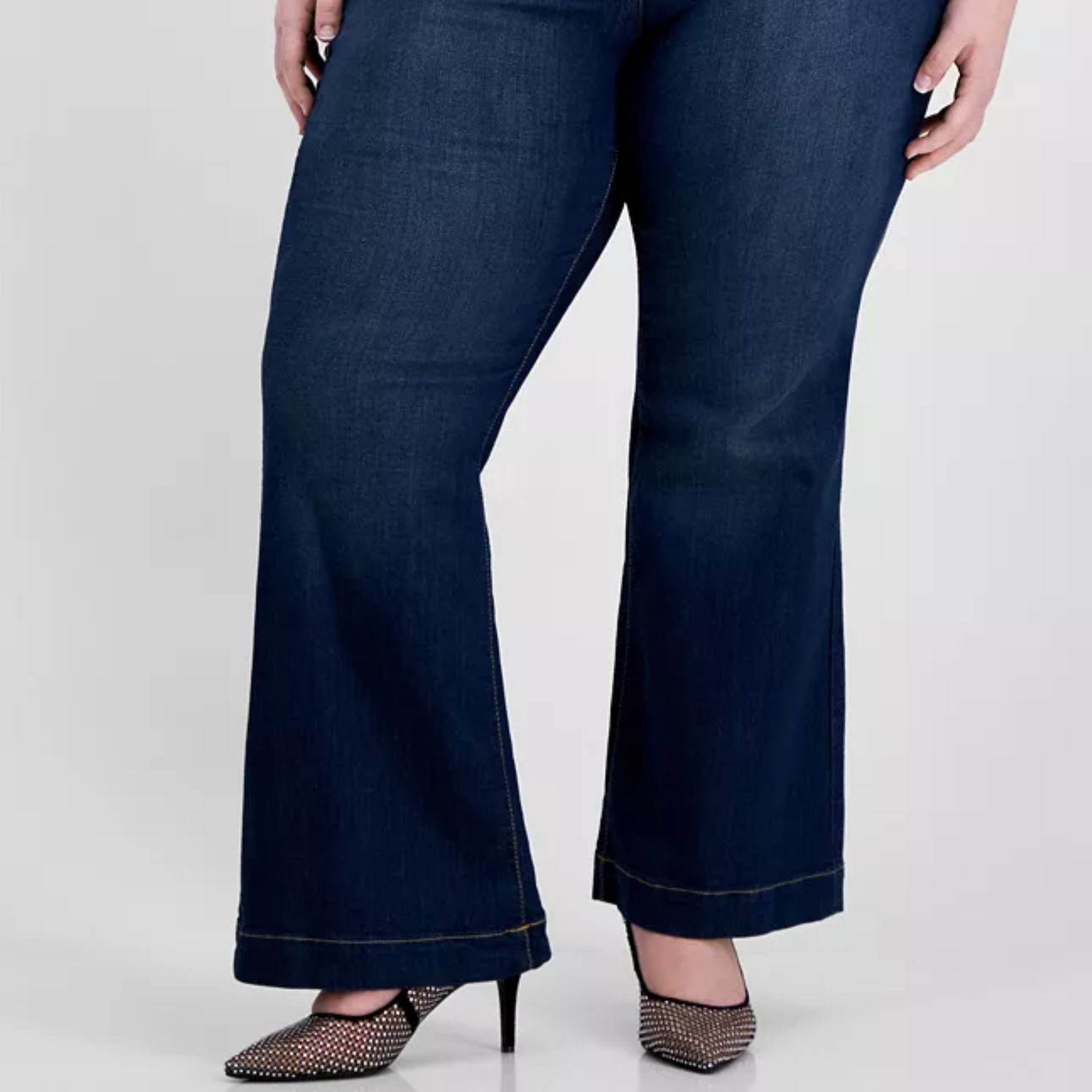 I.N.C. International Concepts Plus Size Pull-On Flare-Leg Denim Jeans – Dark Indigo, Size 14W