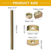 uxcell 5/16" x 4" Countertop Connector Kit – 30pcs Stainless Steel Desktop/Tabletop Fastener Set – Gold