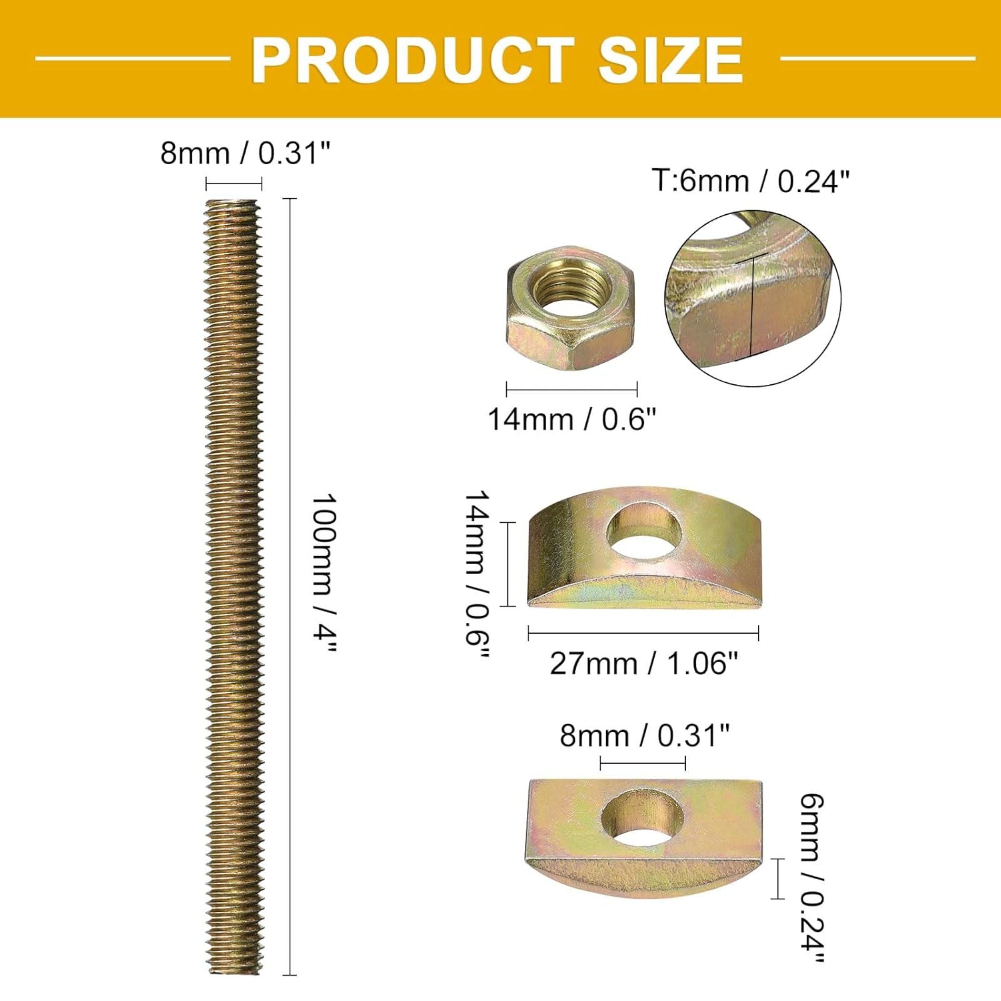 uxcell 5/16" x 4" Countertop Connector Kit – 30pcs Stainless Steel Desktop/Tabletop Fastener Set – Gold