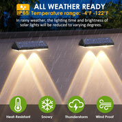 LIANGLOME Solar Fence Lights Outdoor – 3-Color Modes (2700K/4000K/6000K), IP65 Waterproof Step & Deck Lights Pack of 8