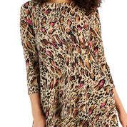 JM Collection Women's Printed 3/4 Sleeve Knit Top – New Fawn Combo, XS