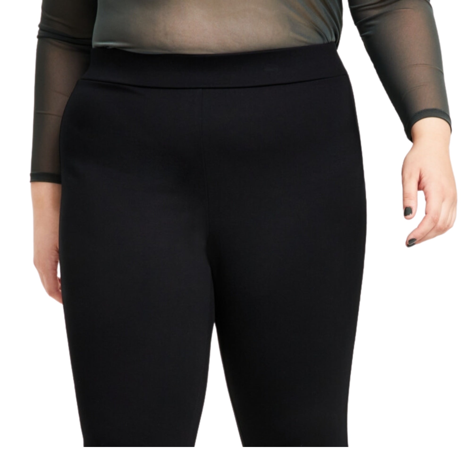 Bar III Women's Plus Size Side-Zip Ponte-Knit Leggings – Deep Black, Size - 1X