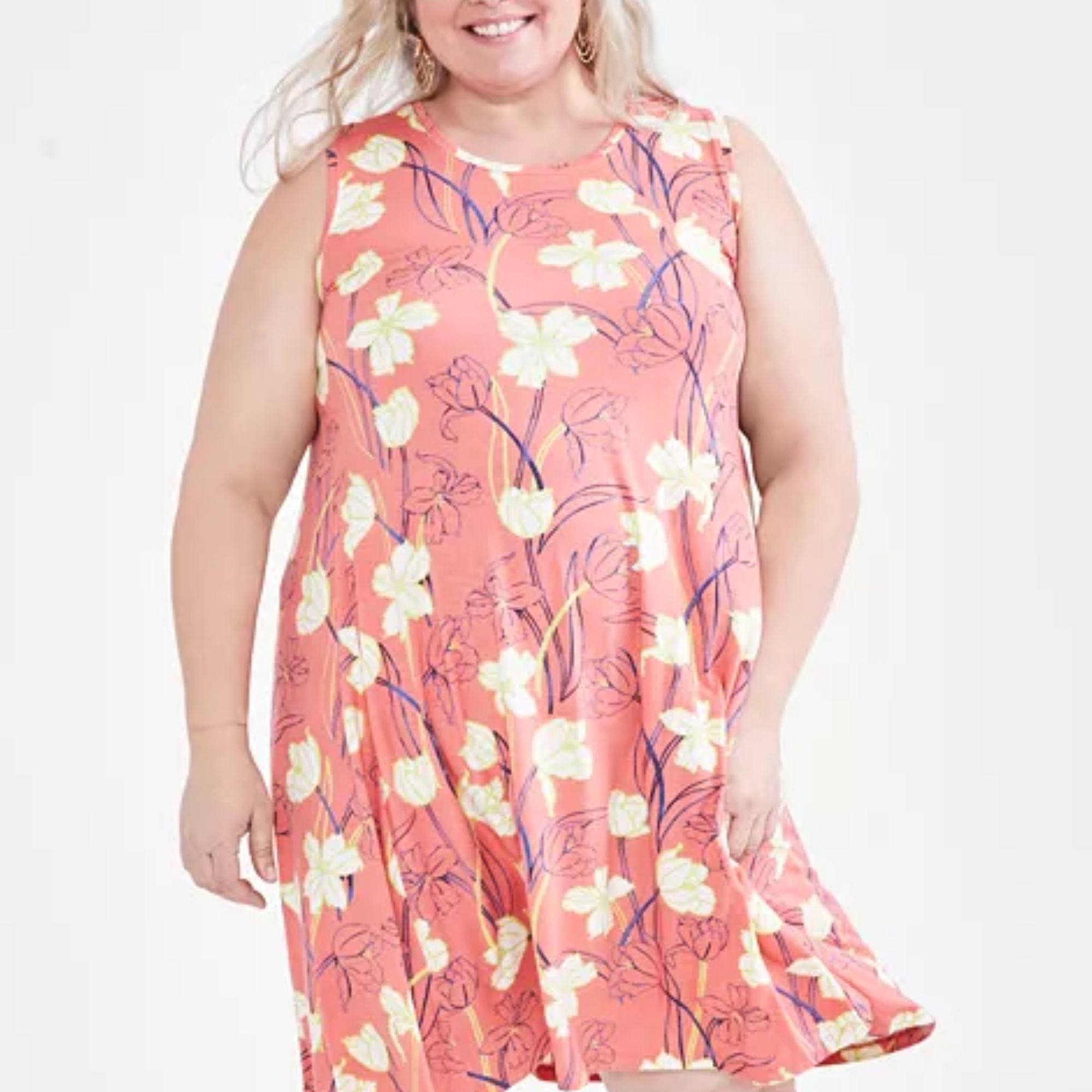 Style & Co Plus Size Printed Flip-Flop Dress - Tulip Coral - Size 4X