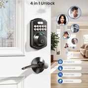 Veise Fingerprint Keyless Entry Door Lock – Matte Black, Biometric Smart Deadbolt with Keypad