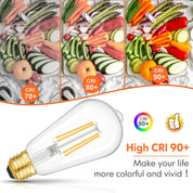 Kondras Dimmable Vintage LED Edison Bulbs – 4W, 40W Equivalent, 2700K Warm White - 4 Pack