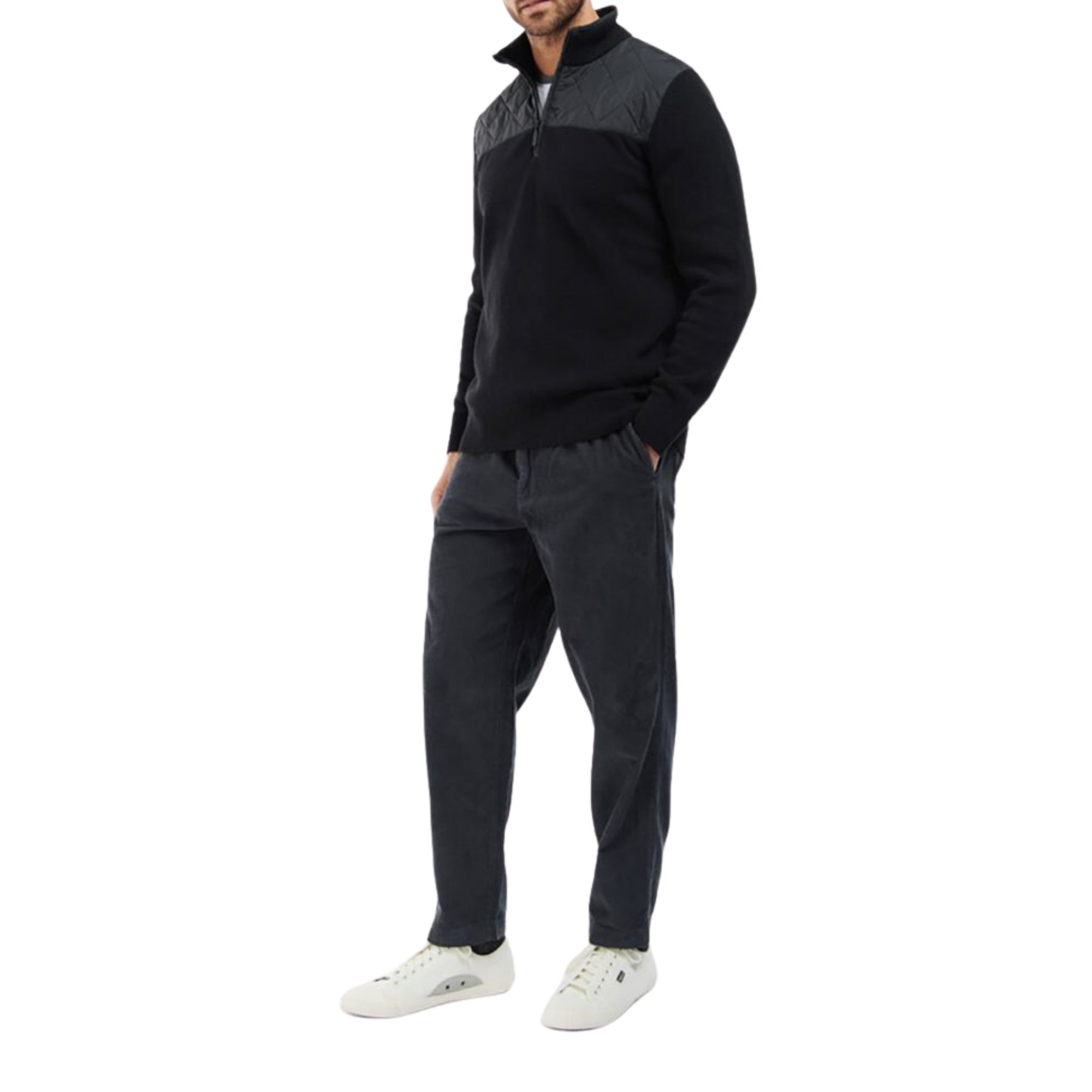 Barbour Men's Essential Diamond Quilted Half-Zip Sweater - Size S