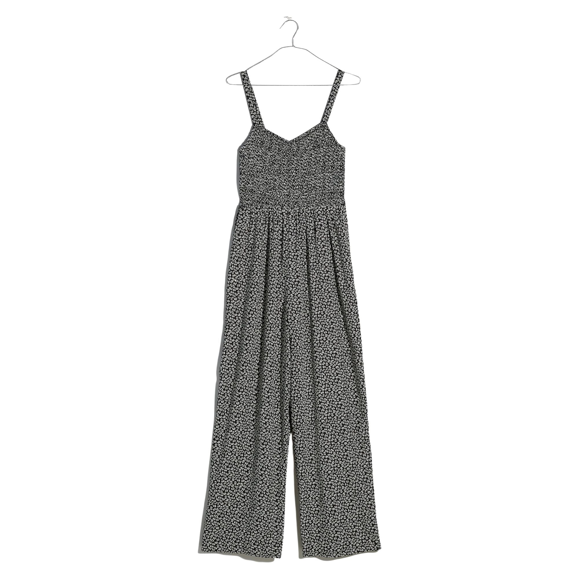 Madewell Women's Lucie Micro Daisy Wide-Leg Jumpsuit in True Black, Size Medium