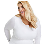 Bar III Women Plus Size Long-Sleeve Jersey Knit Top – Bright White, Size - 3X