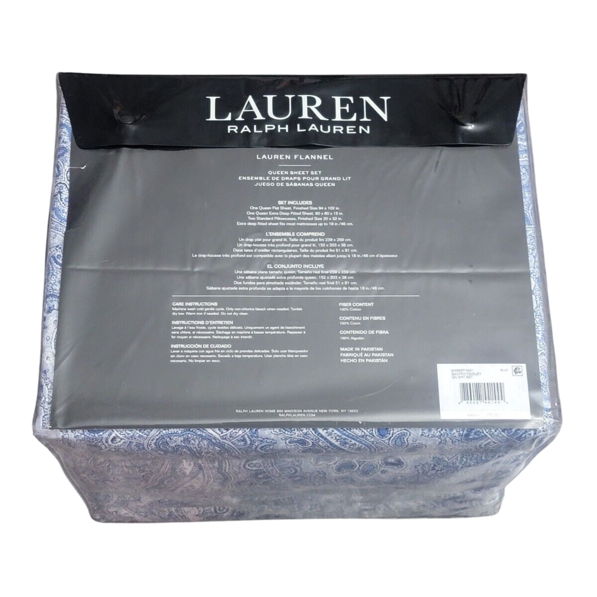 Lauren Ralph Lauren Bantry Paisley Flannel Sheet Set – Queen – Blue