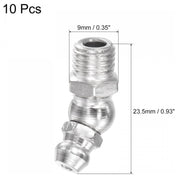 uxcell 45 Degree Grease Fittings – M8 x 1mm Thread, Nickel-Plated Iron, Hydraulic Accessories, 10 Pcs – Silver