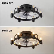 20 in. Black Indoor Flush Mount Ceiling Fan with Light and Remote – Low Profile Ceiling Light Fan for Bedroom